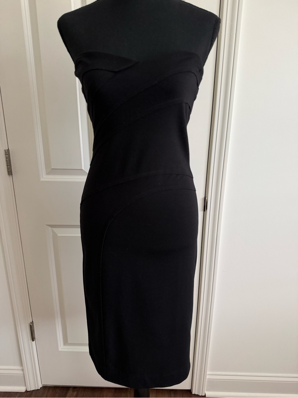 Black Strapless Wool Dress